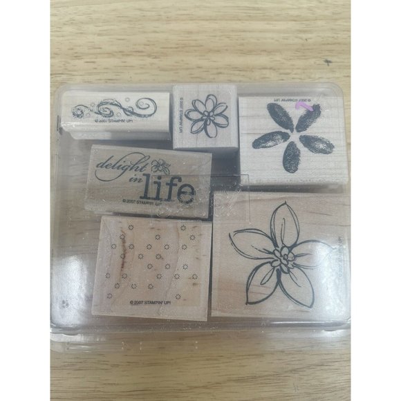 2007 Retired Stampin Up Delight in Life Stamp Set of 6 Flowers Floral Spring EUC - Picture 1 of 3